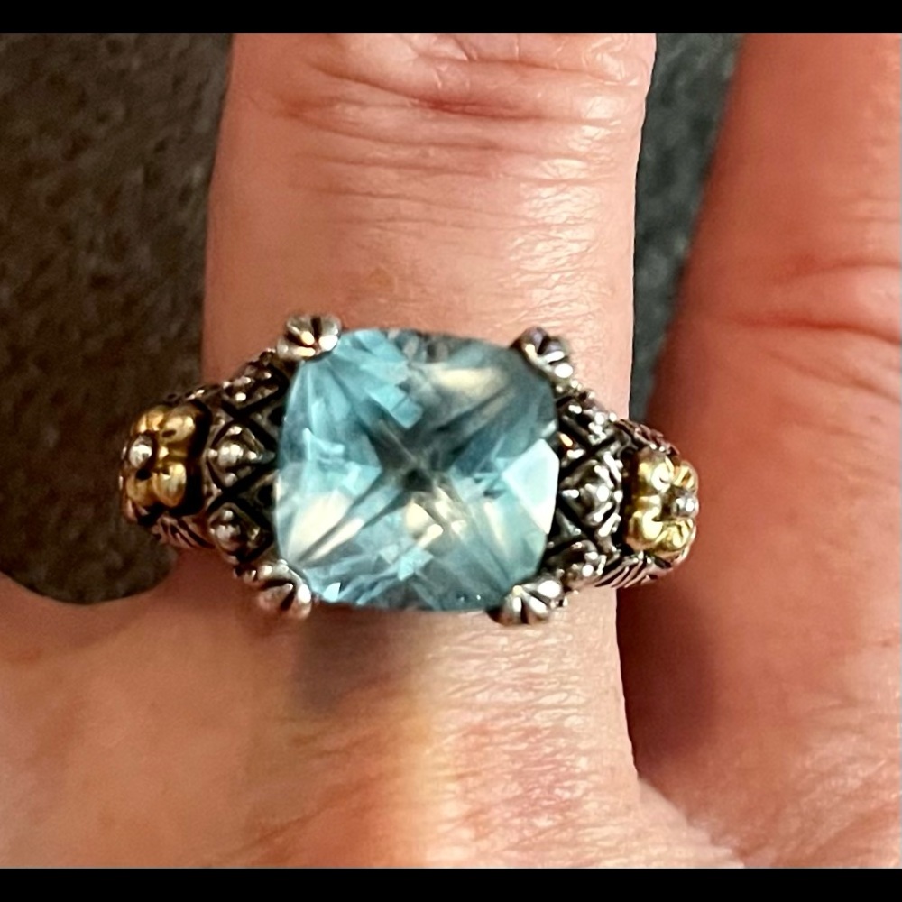 Barbara Bixby Blue Topaz, 925, 18k Gold ring - Picture 2 of 7